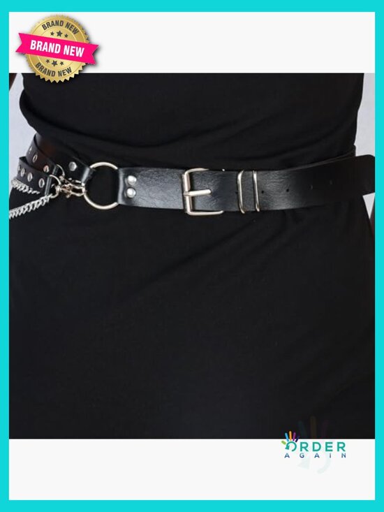Punk Waist Belt Faux Leather Adjustable Gothic Chain Body Jewelry Accessory